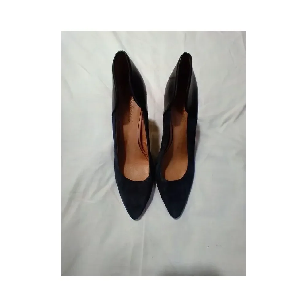 MADEWELL MADDIE LEATHER VELVET BLUE BLACK PUMPS SIZE 10 - Picture 3 of 7